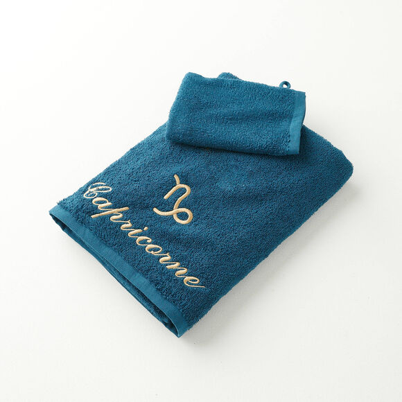 Serviettes de bain CAPRICORNE - 420g/m2 (bleu paon)