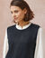 Robe pull sans manches, finitions contrastantes (marine)