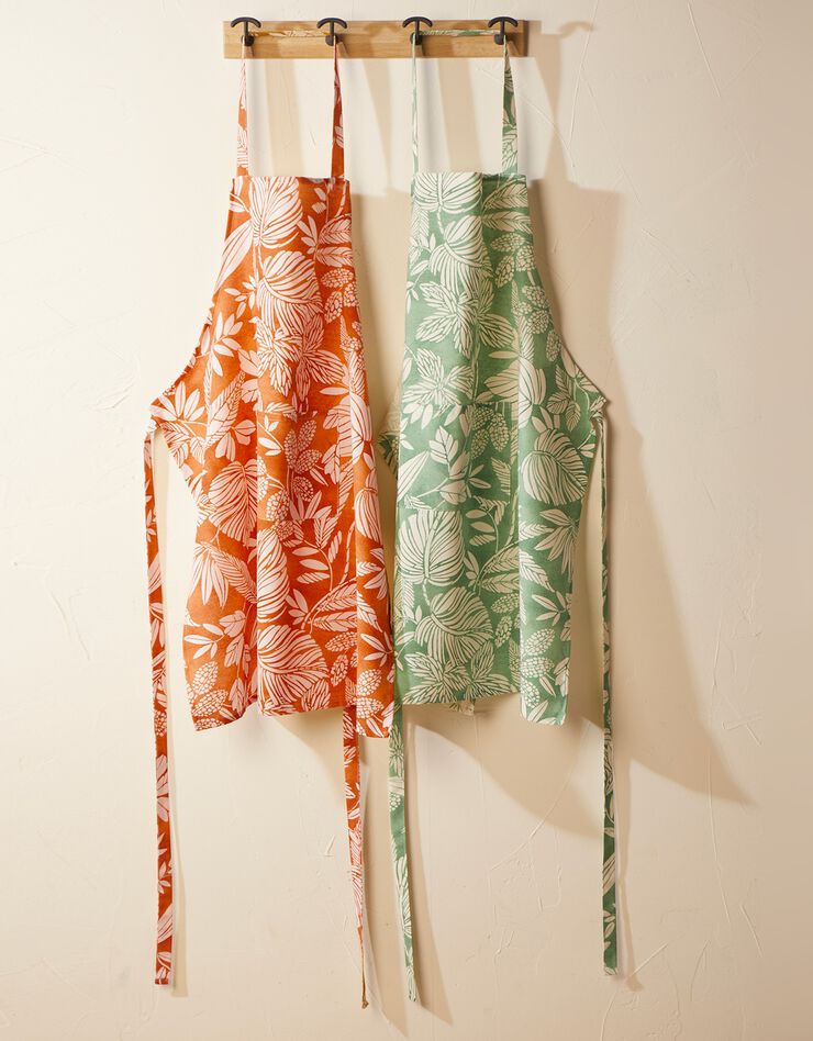 Tablier de cuisine forme bavette imprimé végétal (terracotta)