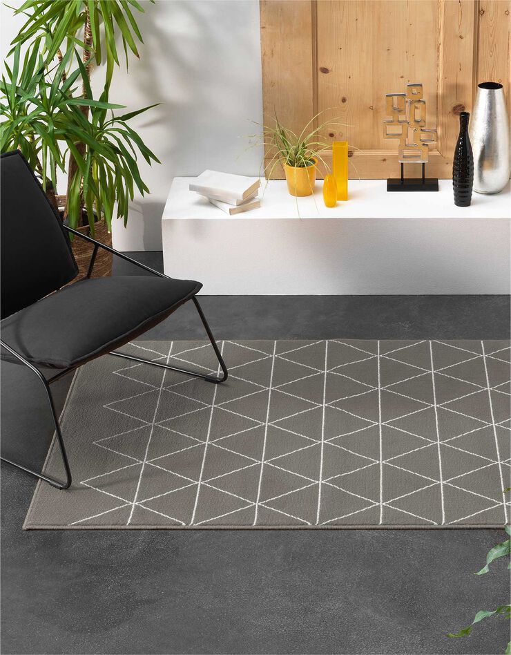Tapis rectangulaire motif géométrique gris (gris)