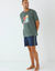 Pyjama short message motif p&eacute;tanque manches courtes  (vert / marine)