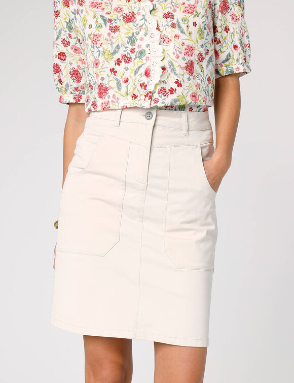 Jupe droite unie, twill (&eacute;cru)