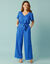 Blouse manches courtes Spécial Petites crêpe uni (bleu dur)