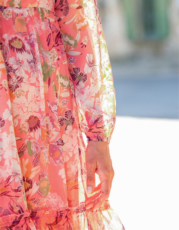 Robe voile imprimé (corail / beige) Robe voile imprimé (corail / beige)