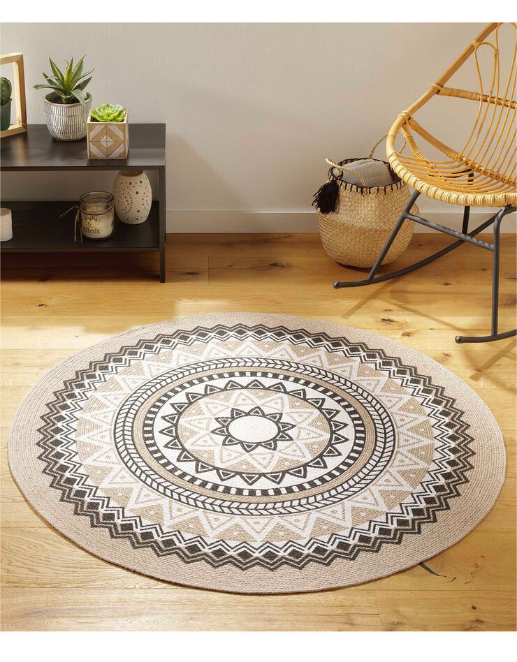 Tapis rond imprimé ethnique (imprimé)