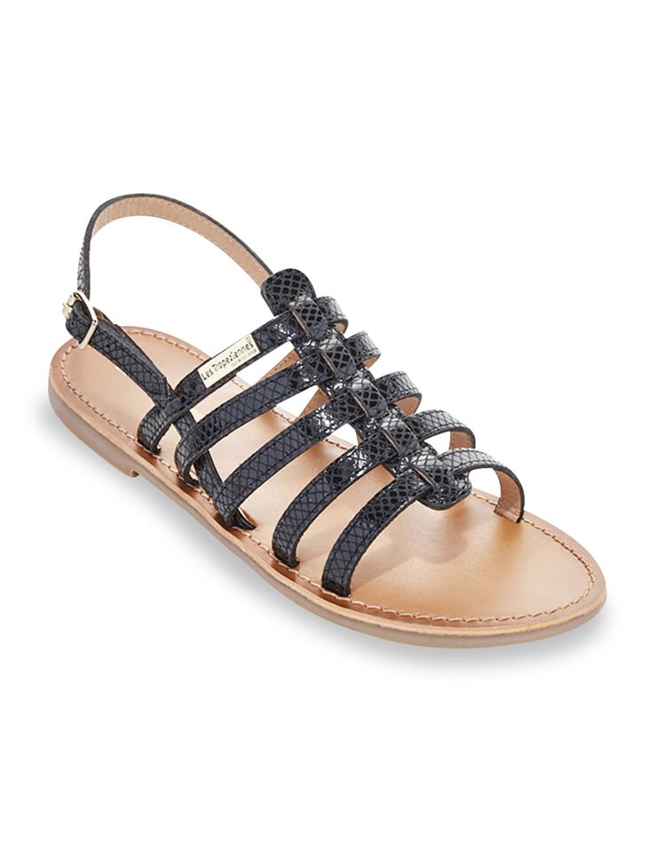 Sandales plates en cuir Hikano (noir)