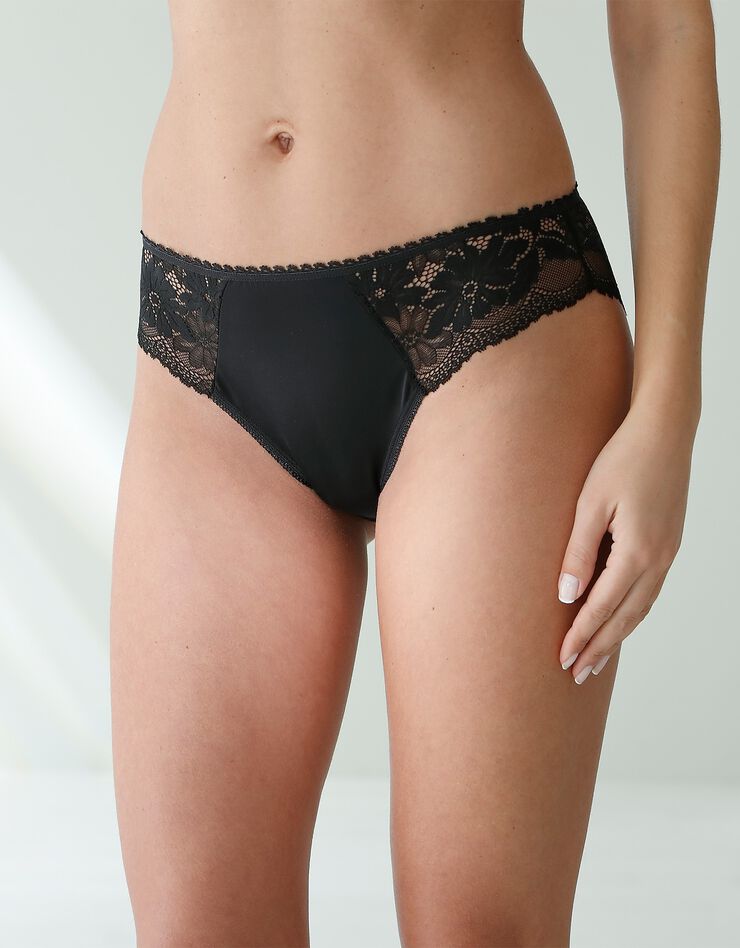 Culotte forme midi microfibre et dentelle stretch - lot de 2 (noir) Culotte forme midi microfibre et dentelle stretch - lot de 2 (noir)