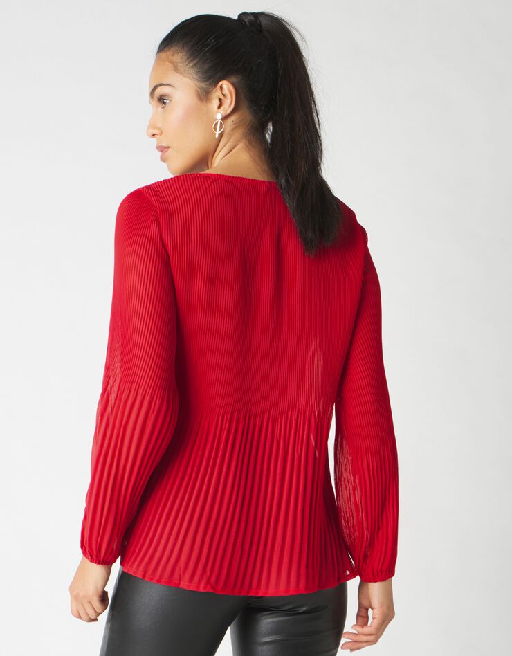Blouse plissée haut dentelle (rouge) Blouse plissée haut dentelle (rouge)