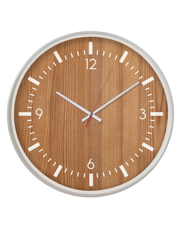 Horloge ronde effet bois (naturel/blanc)