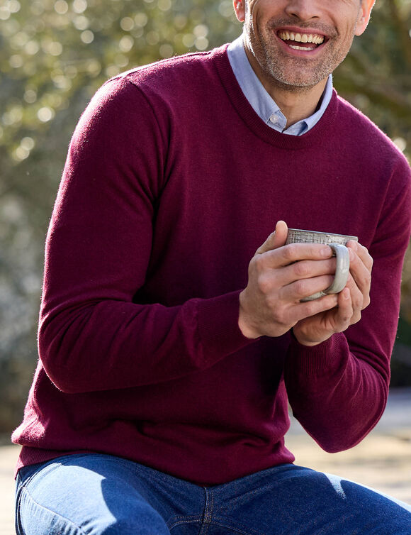 Pull col rond 80% laine (bordeaux)