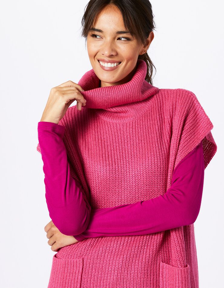 Pull tunique col boule sans manches (rose indien) Pull tunique col boule sans manches (rose indien)