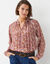 Blouse en voile imprim&eacute; tachiste (violet gris&eacute;)