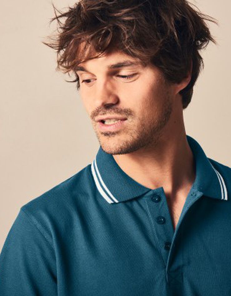 Polo uni maille piquée manches courtes (bleu canard) Polo uni maille piquée manches courtes (bleu canard)