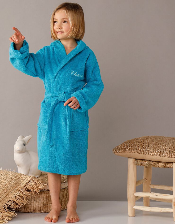 Peignoir enfant éponge à capuche personnalisable  (turquoise)