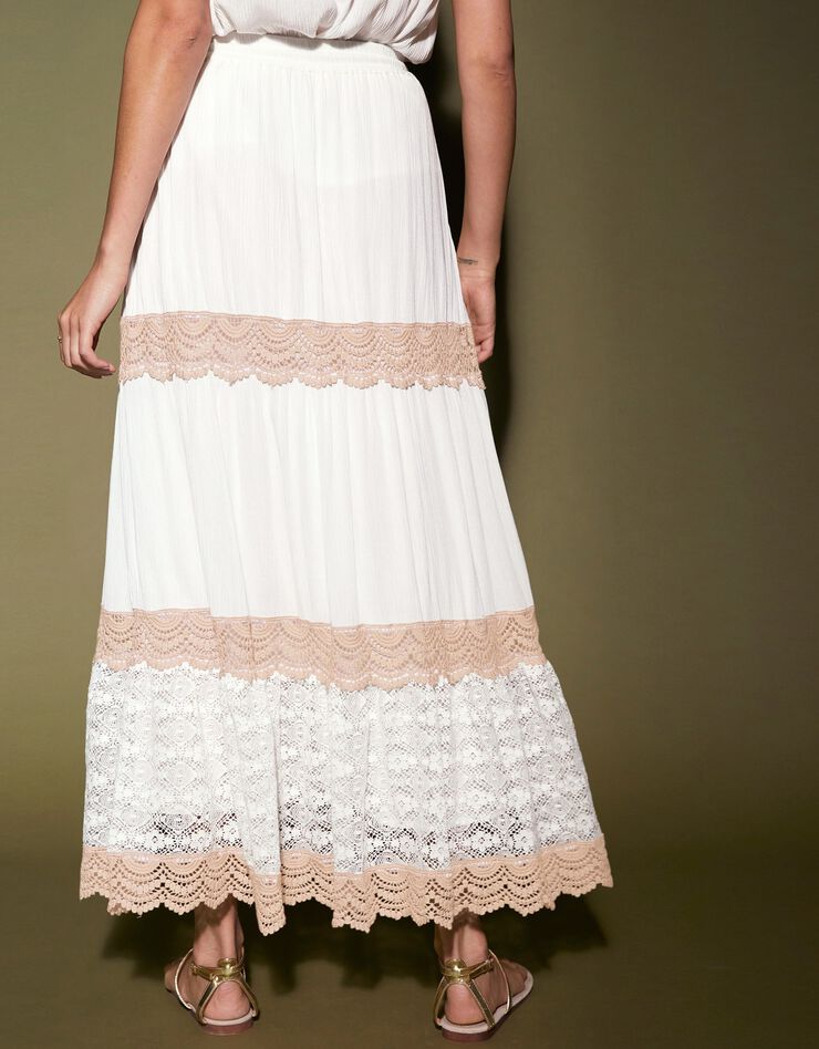 Jupon long macramé taille élastiquée (écru) Jupon long macramé taille élastiquée (écru)