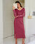 Chemise de nuit imprim&eacute;e fleurs - manches longues (cerise)