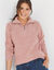 Pull col camionneur zippé maille anglasie (bois de rose chiné)