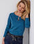 T-shirt col tunisien manches longues (bleu prusse)