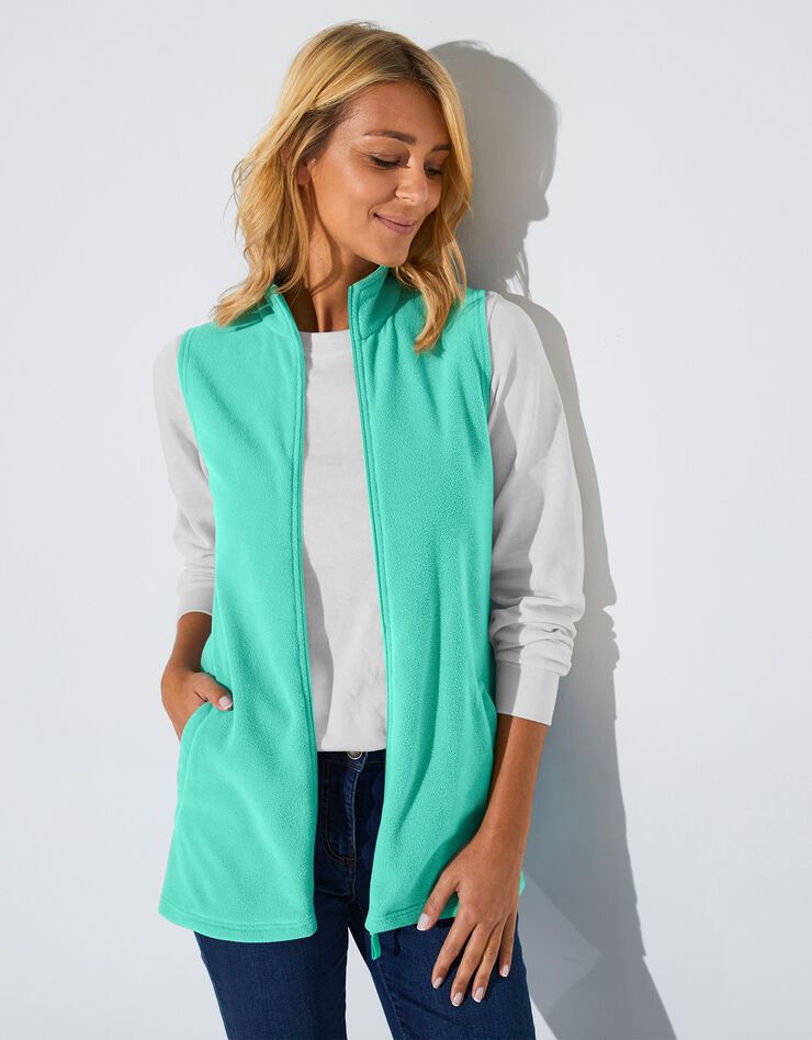 Veste polaire zippée sans manches (vert d'eau) Veste polaire zippée sans manches (vert d'eau)