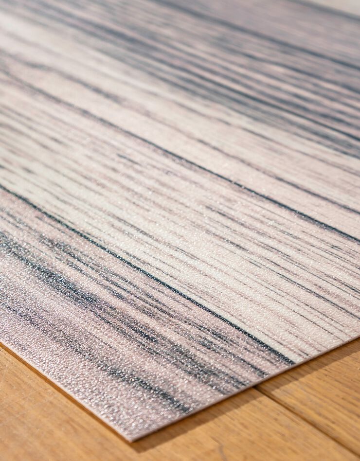 Tapis vinyle effet parquet cérusé (gris / blanc)