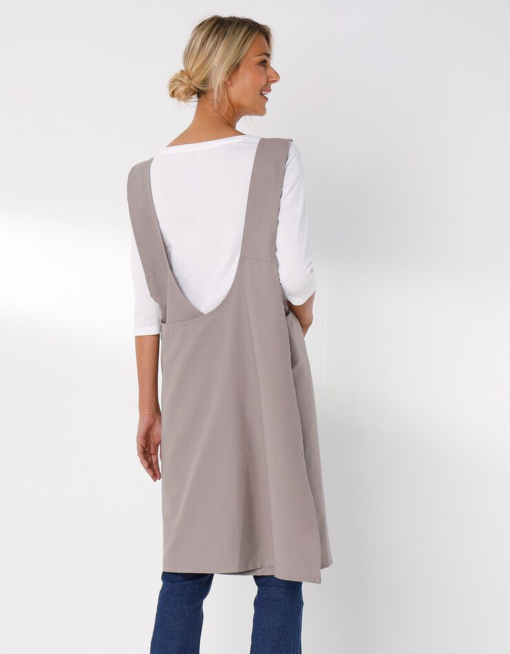 Tablier de cuisine japonais coton uni personnalisable (taupe)