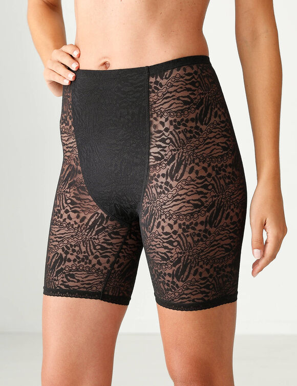 Culotte panty tout en dentelle stretch - sans coutures côtés (noir)