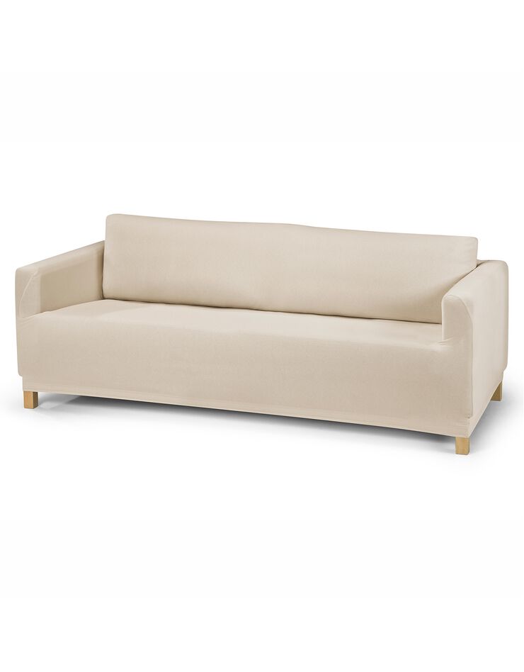 Housse fauteuil et canapé unie bi-extensible (beige)