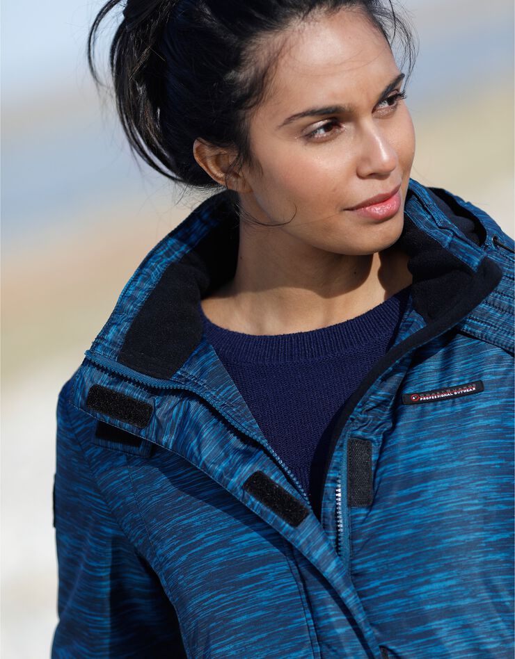 Parka imperméable doublée polaire imprimée chiné (bleu canard) Parka imperméable doublée polaire imprimée chiné (bleu canard)