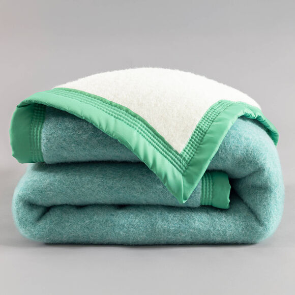 Couverture bicolore pure laine 600 g/m&sup2; (vert jade)