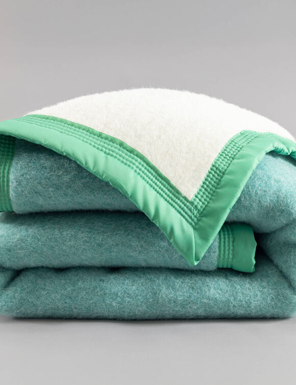 Couverture bicolore pure laine 600 g/m&sup2; (vert jade)