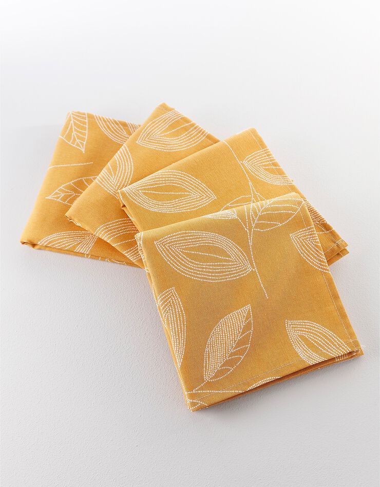 Nappe anti-taches bicolore imprimée feuilles (curry) Nappe anti-taches bicolore imprimée feuilles (curry)