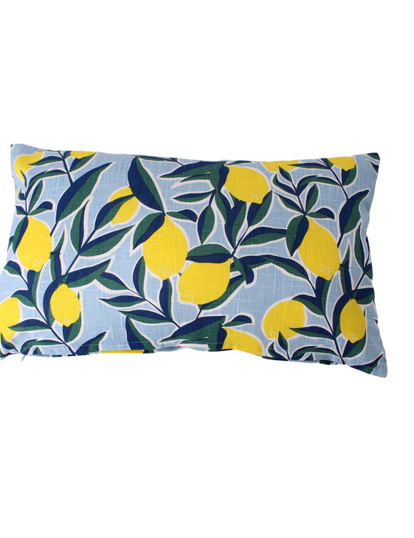 Coussin rectangulaire imprimé citrons (bleu / jaune)