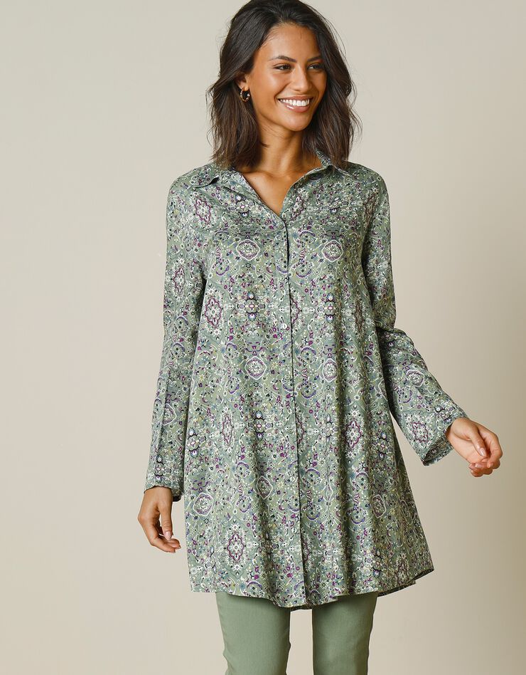 Tunique imprimée cachemire col chemise (tilleul) Tunique imprimée cachemire col chemise (tilleul)