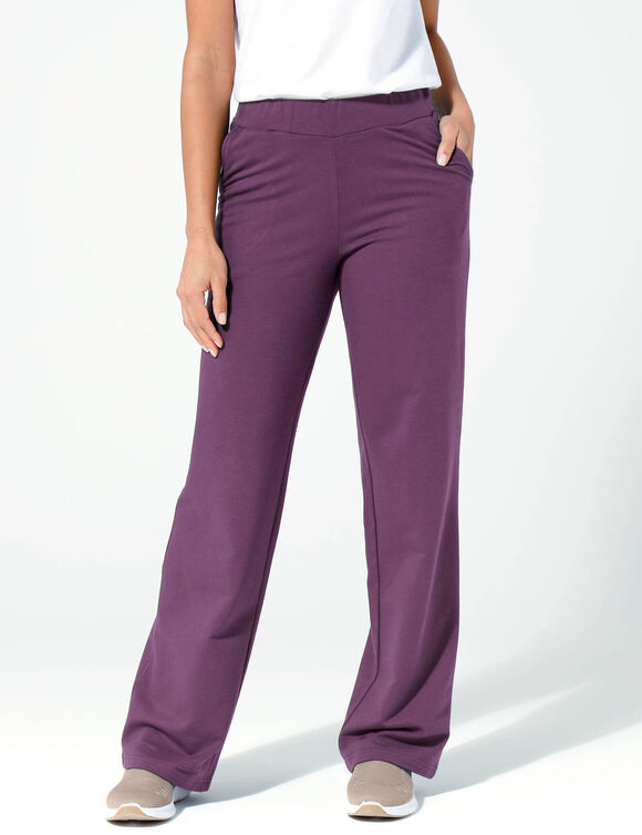 Pantalon coupe large molleton taille élastiquée (violet)
