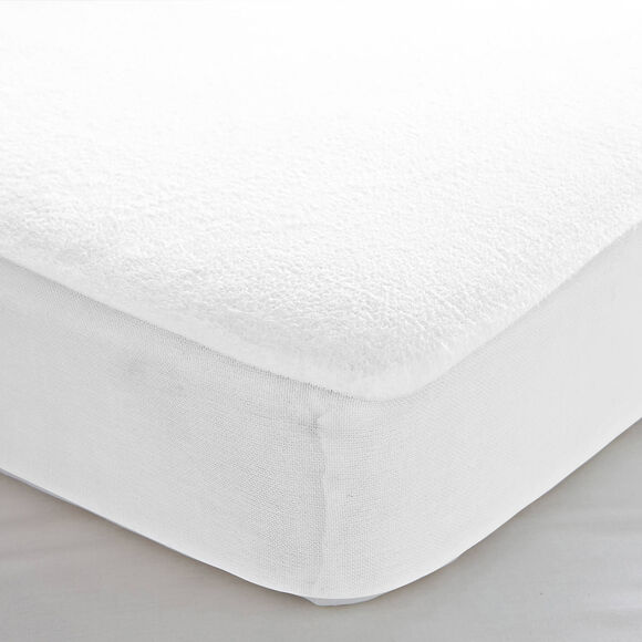 Prot&egrave;ge-matelas absorbant molleton coton recycl&eacute; bonnets 29 cm (blanc)