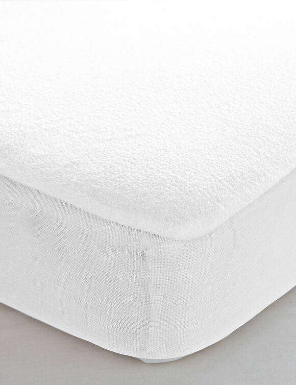Protège-matelas absorbant molleton coton recyclé bonnets 29 cm (blanc)