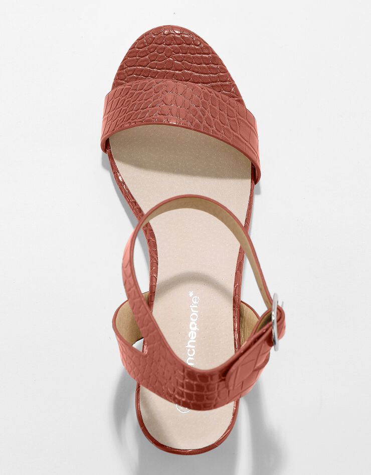 Sandale effet croco à talon effet bois (caramel) Sandale effet croco à talon effet bois (caramel)