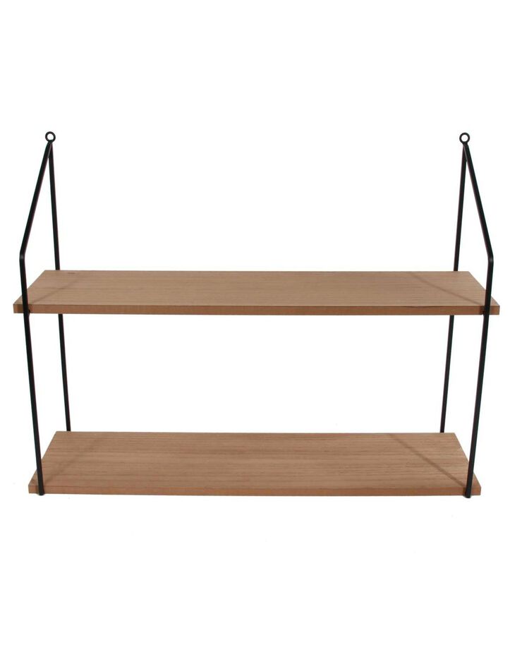 Etagère style industriel métal et bois – 2 tablettes (noir/bois)