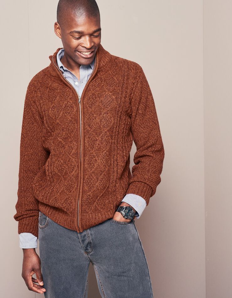 Gilet zippé irlandais homme (cuivre chiné) Gilet zippé irlandais homme (cuivre chiné)