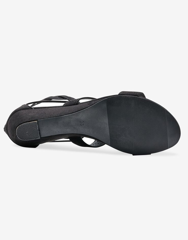 Sandales compensées tressées et perforées (noir)