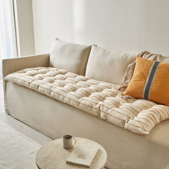Long coussin déco tissage artisanal (naturel / miel)