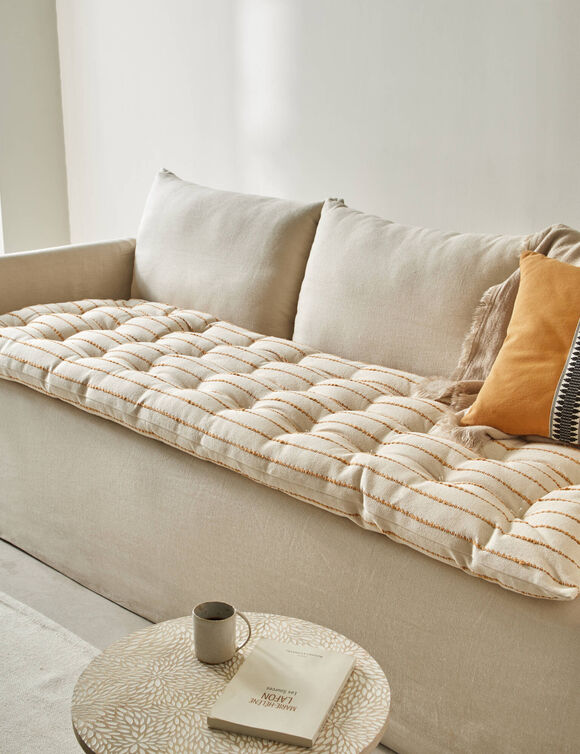 Long coussin déco tissage artisanal (naturel / miel)