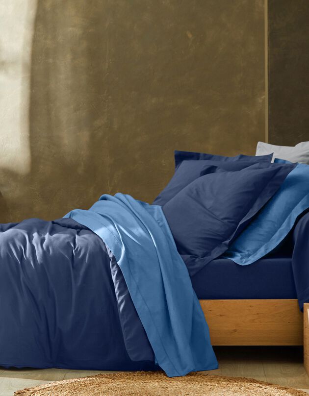 Linge de lit uni coton (marine)