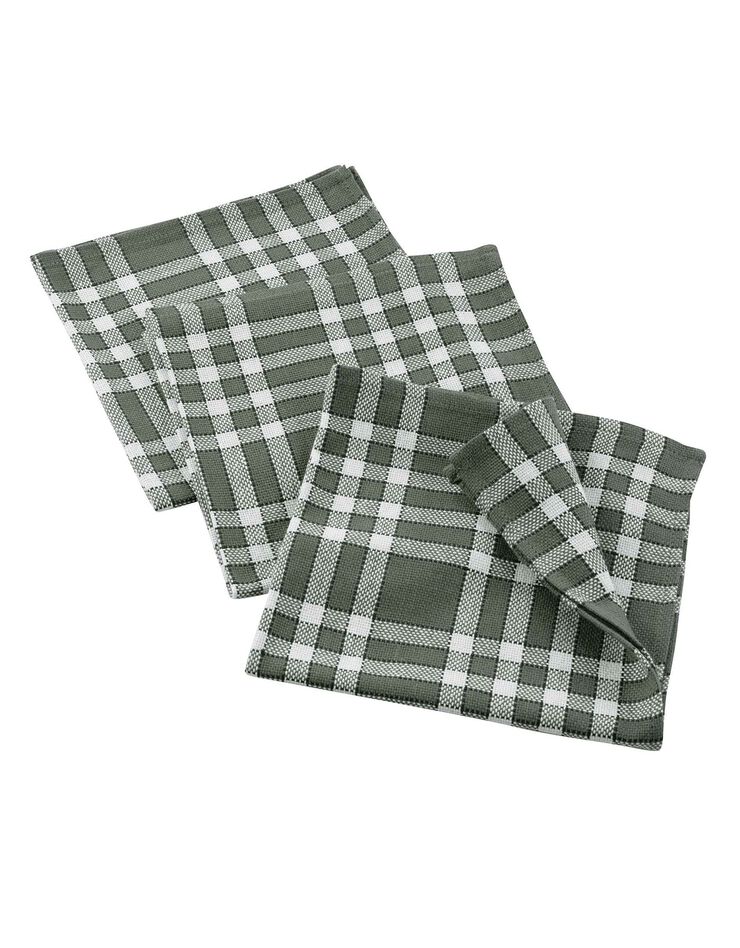Serviette de table carreaux - Lot de 3 (kaki) Serviette de table carreaux - Lot de 3 (kaki)