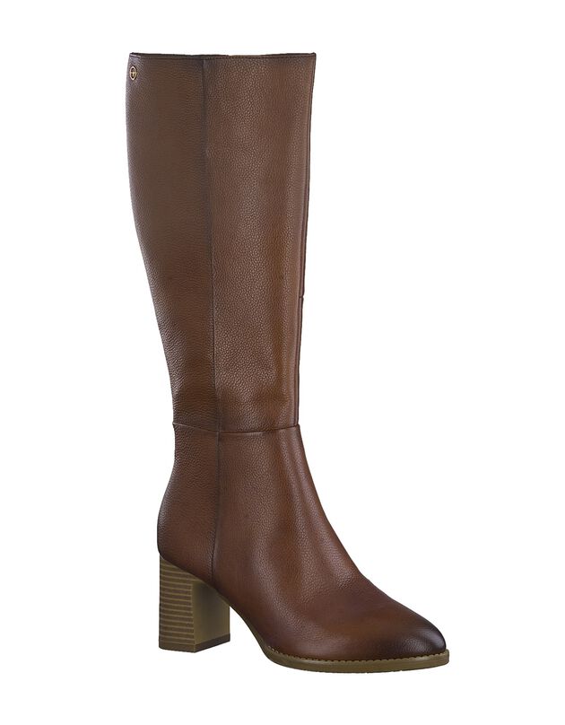Bottes zippées dessus cuir - largeur confort (caramel)
