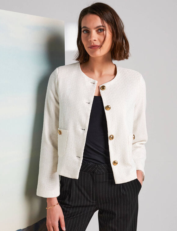 Veste boutonnée, tweed (écru)