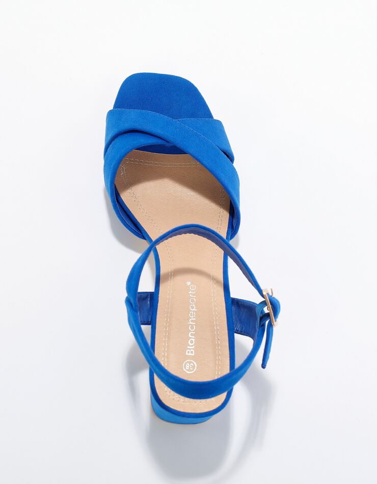 Sandales à talon brides croisées (bleu)