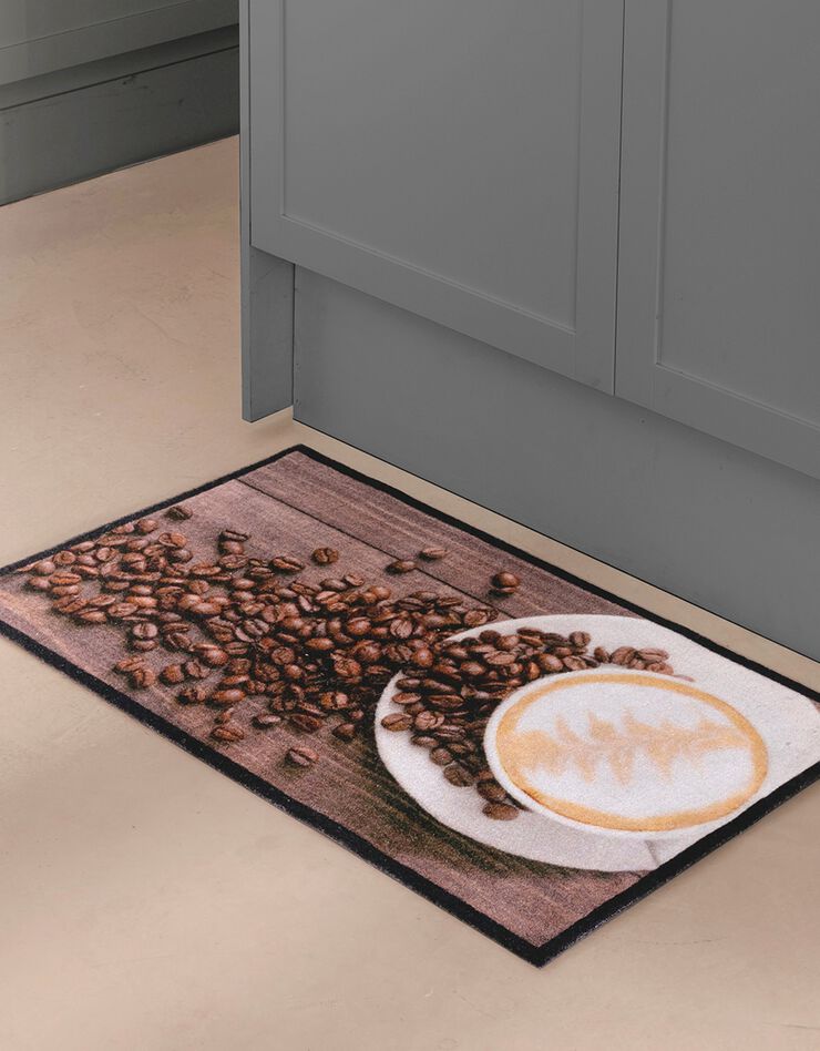 Tapis de cuisine velours motif café (marron)