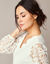 Robe courte évasée, manches blousantes macramé (blanc)