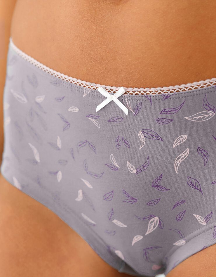 Culotte coton forme shorty imprimé motifs « étoiles » assortis– Lot de 4 (prune / rose) Culotte coton forme shorty imprimé motifs « étoiles » assortis– Lot de 4 (prune / rose)